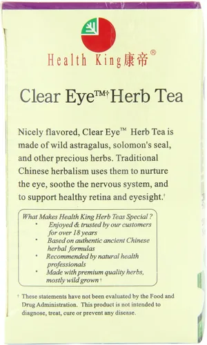 Vista 4 de Health King Té de hierbas Clear Eye, bolsitas de té, caja de 20 unidades (paquete de 4)