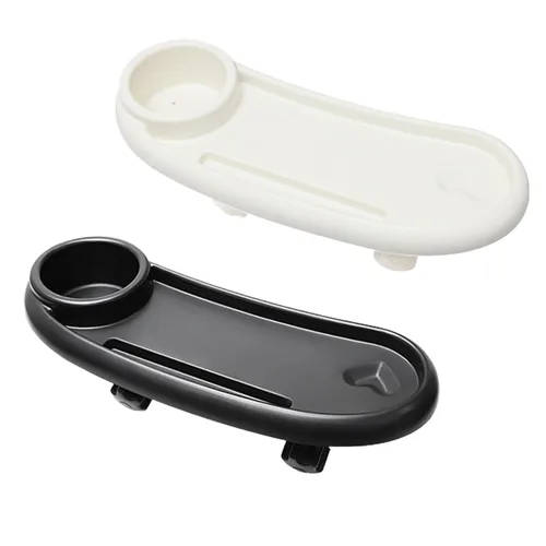 Vista 8 de 1 bandeja de aperitivos para cochecito de bebé con soporte para tazas y soporte para teléfono, bandeja universal para refrigerios, bandeja extraíble