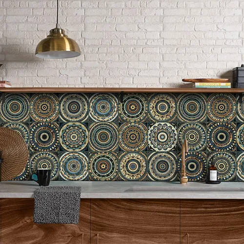 Vista 47 de Alwayspon Adhesivo para azulejos de pared moriscos para despegar y pegar, calcomanías de vinilo autoadhesivas para azulejos de cocina y baño, 4 x 4