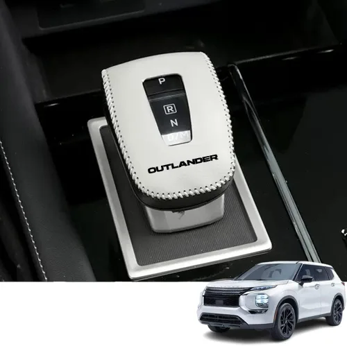 Vista 10 de Accesorios de interior personalizados para Mitsubishi Outlander 2022 2023 2024 Cubierta protectora de palanca de cambios de coche de cuero
