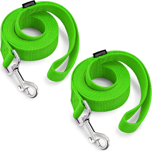 Vista 33 de AMAGOOD 6 pies de correas para cachorros/perros, correa de estilo tradicional resistente con gancho de cuello fácil de usar, correa para perros Negro
