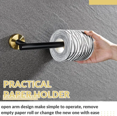 Vista 4 de Portarrollos para papel higiénico, APLusee colgador de acero inoxidable de medio abierto redondo, almacenamiento de pared para baño o cocina