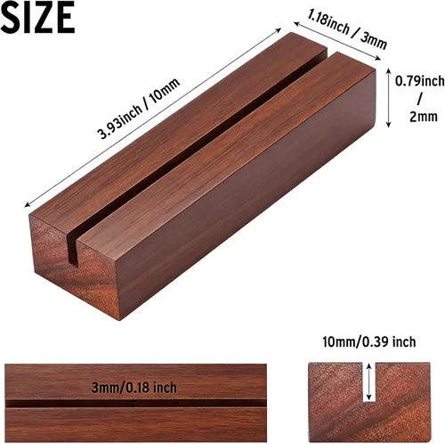 Vista 3 de 10 soportes de madera para tarjetas de lugar, soportes de madera para números de mesa de madera, soporte de letrero acrílico de madera, decoración