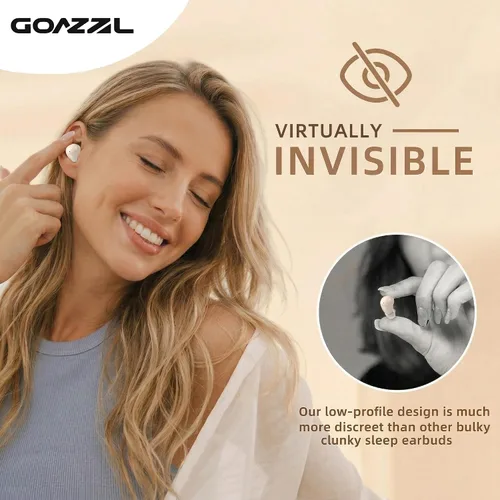 Vista 3 de Auriculares para dormir, mini auriculares inalámbricos invisibles para canales auditivos pequeños, auriculares Bluetooth ergonómicos con sonido Beige