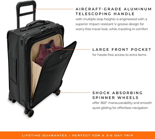 Vista 3 de Briggs & Riley Spinner, Negro, 22-inch Baseline Essential Carry-On, Briggs & Riley Spinners de línea base