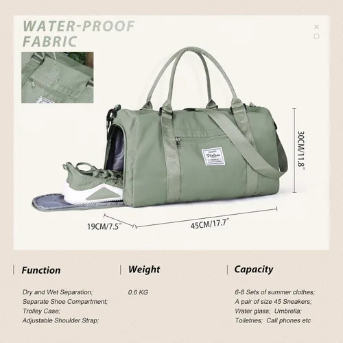 Vista 3 de Bolsa de gimnasio para hombres con compartimento para zapatos y bolsillo húmedo, mochila deportiva para natación, yoga, bolsa de viaje impermeable