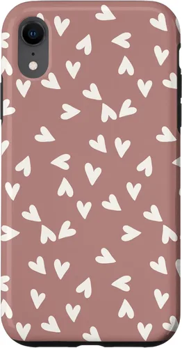 Vista 24 de Simple Chic Boho Heart Pattern - Carcasa para iPhone 16, color rosa polvoriento
