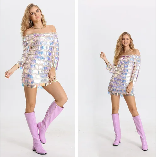 Vista 3 de LIURUIJIA Botas Go Go para mujer sobre la rodilla, talón con cremallera, XZ-YX-01-XK