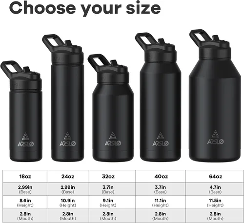 Vista 4 de Botella de agua para hombre de 64 onzas con aislamiento de acero inoxidable con popote
