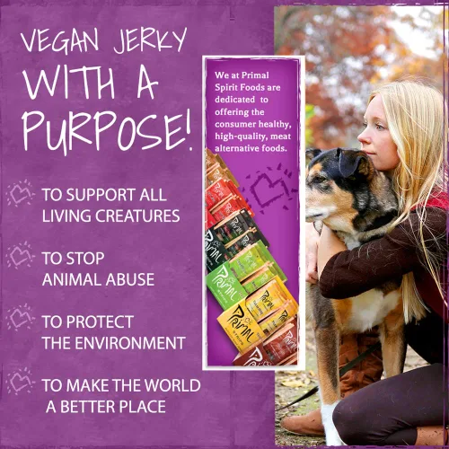 Vista 3 de Primal Spirit Vegan Jerky - Seitan Power Pack, 0.35 oz. Proteína a base de plantas, certificada sin OMG, sin conservantes