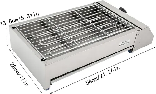 Vista 4 de Parrilla eléctrica, parrilla eléctrica comercial para interiores con control de temperatura a 572 °F, parrilla extraíble y placas de plancha