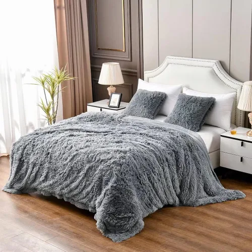 Vista 29 de YUSOKI manta de piel sintética extrasuave con pelos largos, transpirable, de 50 x 60 pulgadas, mullida, acogedora y cómoda, de microfibra de lujo