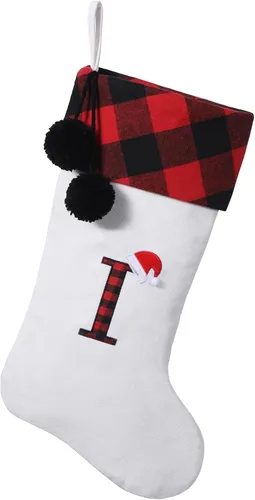 Vista 13 de Calcetines de Navidad bordados con monograma inicial de 20 pulgadas, decoración de Navidad, calcetines personalizados, decoración de temporada