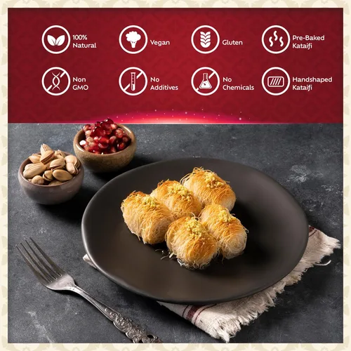 Vista 9 de Eastanbul Taza Kataifi Masa de fillo rallado (jarabe no incluido) Pastelería Kadayif en forma de mano, taza Kataifi de postres endulzados con jarabe