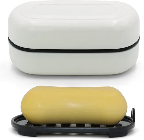Vista 15 de AIMAIAIMAI Juego de 3 jaboneras de silicona, soporte para jabón con diseño autodrenante, bandeja fácil de limpiar para ducha, baño, cocina y bañera