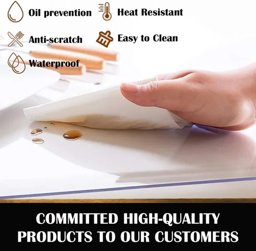 Vista 4 de Protector cuadrado de vinilo transparente para mesa de mesita de noche, protector de mesa de PVC, plástico, mantel de mesa, tapete de escritorio