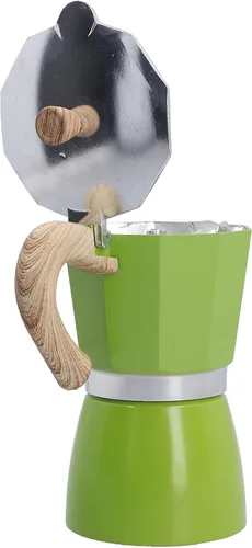 Vista 8 de Cafetera clásica para estufa de gas, cafetera Moka de 10.5 onzas líquidas, con mango ergonómico, preparación rápida, excelente aleación de aluminio