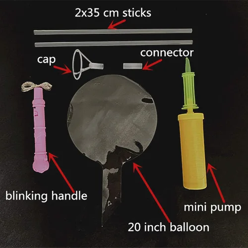 Vista 4 de Globos Bobo con luz LED con palos, 10 paquetes de asas intermitentes, globos de burbujas de 20 pulgadas, palos de 27.7 pulgadas, decoración