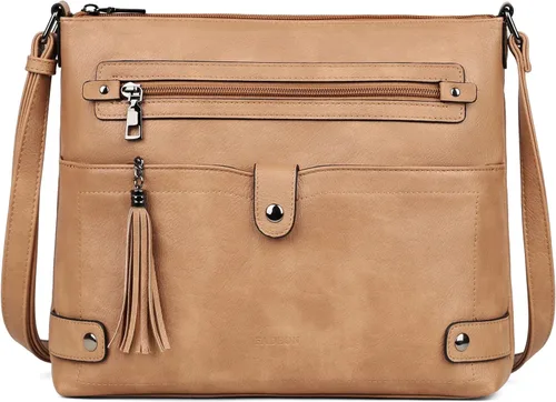 Vista 10 de FADEON Bolsos cruzados grandes para mujer, bolso cruzado de cuero de diseñador, bolso de hombro con múltiples bolsillos
