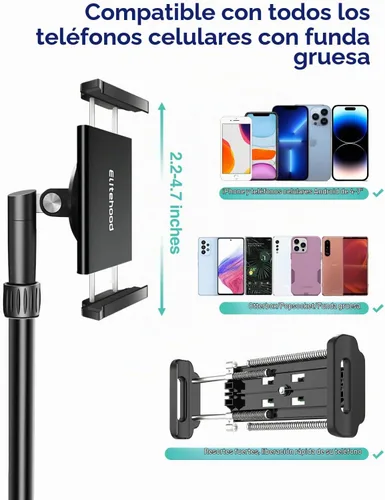 Vista 7 de Elitehood Trípode para iPhone para grabación de video aérea [resistente y ultraestable], brazo horizontal largo extensible de 25 pulgadas, soporte