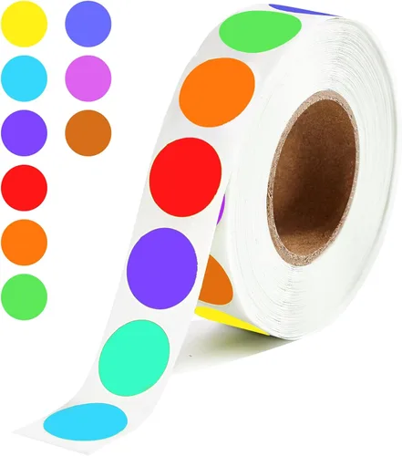 Vista 10 de 2000 Pcs Round Stickers 1/2 Inch Color Circle Red Green Dot Stickers Small Code Labels for Office Shop Yard Sale Home Classroom Marking Rojo+Verde