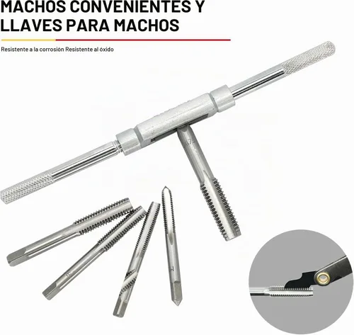 Vista 3 de BeHappy Juego de machos y terrajas de 40 piezas, tamaño métrico estándar M3 a M12, juego de herramientas de roscado para cortar roscas externas e