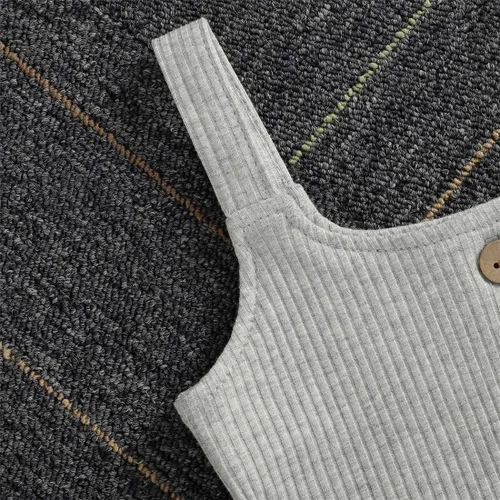 Vista 4 de Conjunto de ropa de verano para bebé recién nacida, vestido de tirantes de punto, con volantes y pantalones cortos, conjunto de trajes sólidos