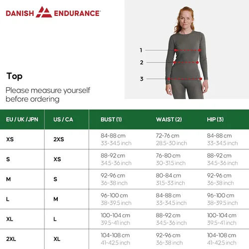 Vista 5 de DANISH ENDURANCE Camisa de capa base de lana merino para mujer térmica de manga larga