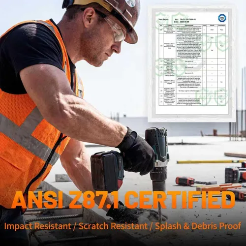 Vista 4 de Gafas de seguridad transparentes a granel de 100, lentes resistentes a impactos ANSI Z87.1, protección ocular para laboratorio, construcción