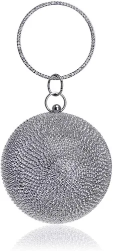 Vista 2 de Tngan Bolso de mano con forma de bola, bolso de fiesta, bolso de noche con mango de anillo de diamantes