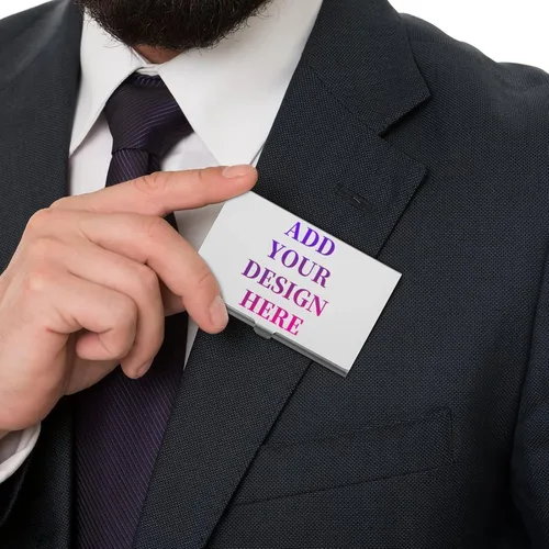 Vista 6 de 1-100 tarjeteros de aluminio personalizados para hombres, diseño de tu logotipo, nombre, foto, tarjeta de visita protectora de gran capacidad