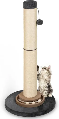 Vista 8 de Poste rascador para gatos resistente, 35 pulgadas de alto, torre de árbol para gatos con bola colgante para gatos de interior y adultos, poste