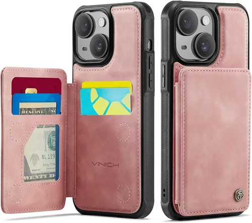 Vista 22 de Vinich for iPhone XR Wallet Case with Card Holder, Black RFID Blocking Credit Slots, Kickstand, Shockproof Flip Phone Cover, PU Leather, Double