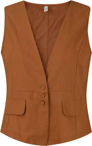 Vista 51 de COTECRAM Chaleco de lino de algodón para mujer, casual, sin mangas, con botones, ligero, para verano, holgado, ropa de abrigo