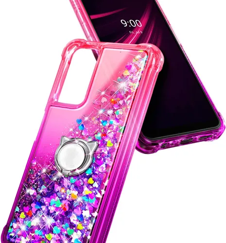 Vista 5 de NZND Funda compatible con T-Mobile Revvl V Plus 5G con protector de pantalla de vidrio templado (cobertura máxima), soporte de anillo/correa