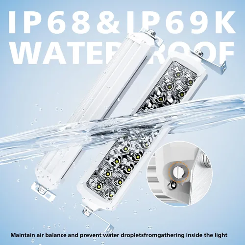 Vista 4 de Barra de luz LED de 12 pulgadas EK ENNOKING de doble fila, foco marino blanco, alta luminosidad, 100 W, luz LED de haz puntual y de inundación, luz