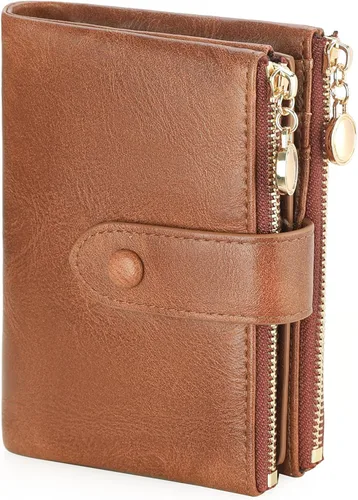 Vista 9 de GAEKEAO - Cartera pequeña para mujer de cuero con bloqueo RFID, cartera de tres cuerpos, tarjetero para tarjetas de crédito, tarjetero con ventana