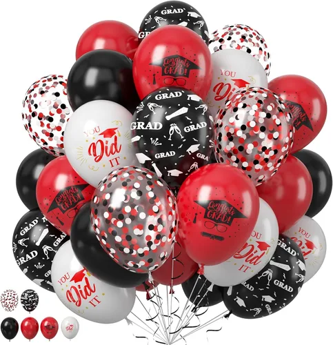 Vista 18 de Globos de látex rosa intenso, azul, morado, 50 globos de látex de 12 pulgadas con confeti metálicos para niños, temática mágica, cumpleaños, baby