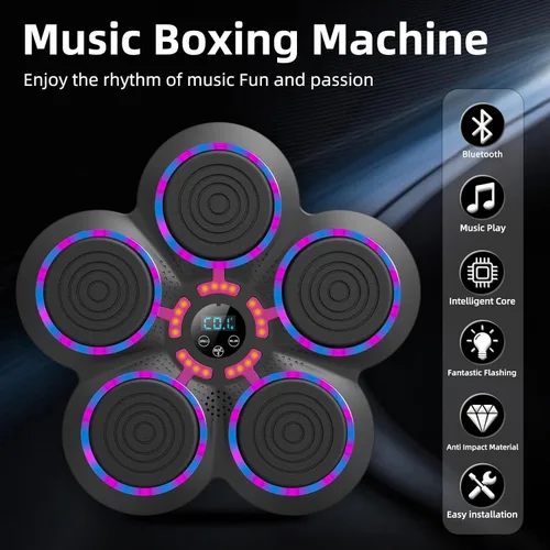 Vista 4 de 2026 Music Boxing Machine with Boxing Gloves, Smart Bluetooth Boxing Trainer, Boxing Wall Mount Machine for Adults Kids, Electronic Boxing Target
