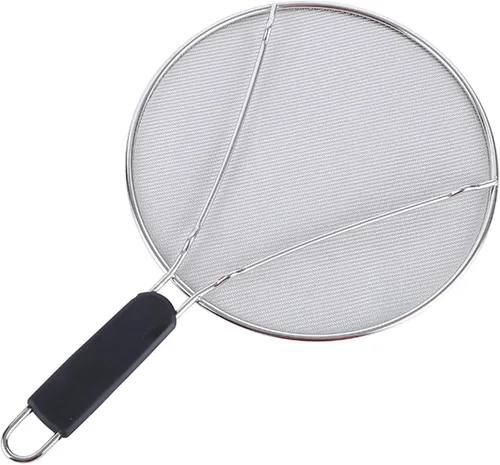 Vista 8 de Pantalla contra salpicaduras para sartén: protector de salpicaduras de grasa de acero inoxidable para cocinar, pantalla de malla para freír mantiene