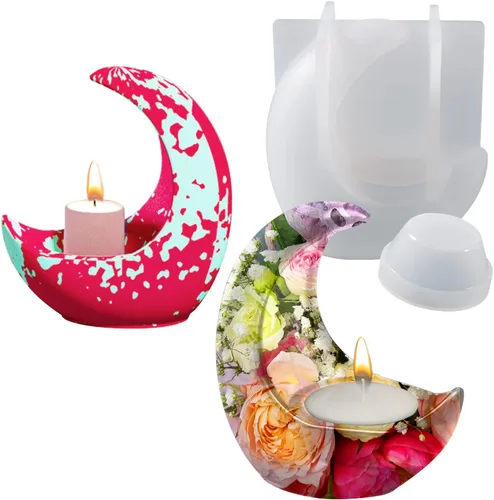 Vista 8 de Wehous Moldes de resina de San Valentín, molde de silicona para portavelas en forma de corazón, 3D Love Heart Valentine candelita Portavelas Moldes