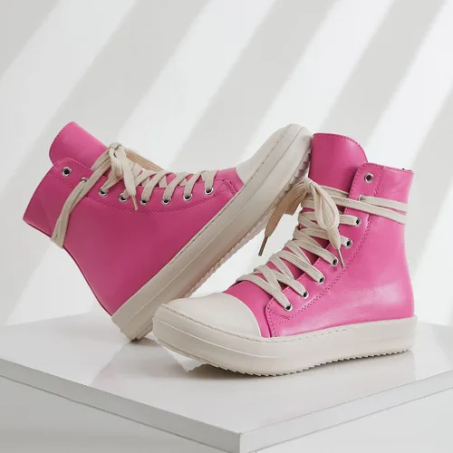 Vista 3 de MOFEEDOUKA Tenis de lona para mujer, con cordones, cómodos, con plataforma, con cremallera