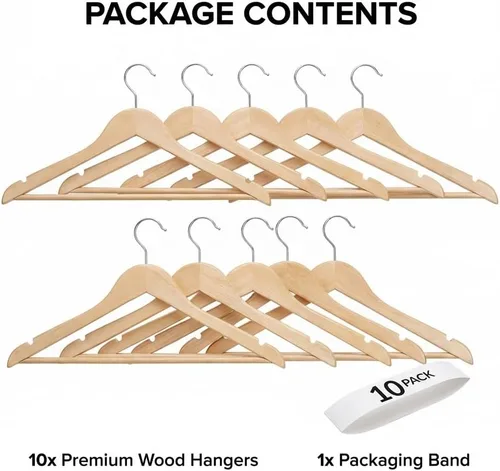 Vista 6 de USTECH Percha de madera con forma de arco (paquete de 10)