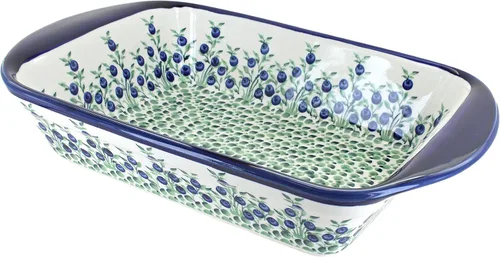 Vista 9 de Blue Rose Polish Pottery - Panadero rectangular grande con asas de tulipán azul, 11.5 x 9.25 pulgadas, único, apto para lavavajillas y duradero