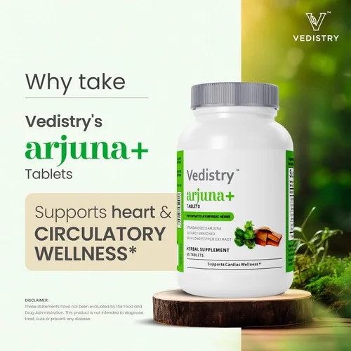 Vista 3 de Vedistry Suplemento de extracto de corteza de Arjuna Tabletas de Arjuna de 1100 mg con pimienta larga para la salud del corazón y el apoyo