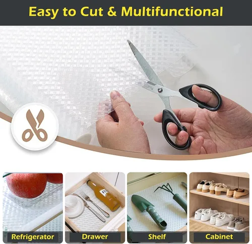 Vista 2 de Revestimiento para refrigerador, revestimientos impermeables para estantes y cajones para gabinete de cocina, tapete para baño debajo del fregadero