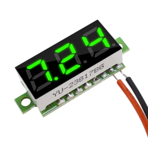 Vista 3 de 10 piezas Mini Medidor de Voltaje Digital DC 2.5~30V 0.28" 2 Cables Voltímetro Digital Medidor Probador Pantalla LED Verde para Montaje en Panel