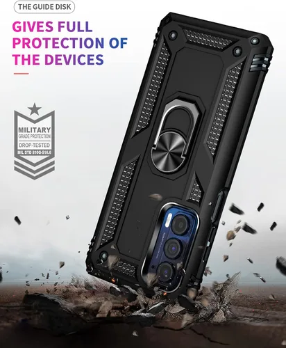 Vista 6 de Funda para Moto Edge 2021, con protector de pantalla, [grado militar] 16 pies, cubierta probada contra caídas con soporte magnético para Moto Edge
