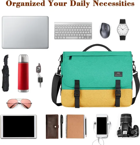 Vista 33 de MATEIN Bolsa tipo mensajero para hombres, mochila escolar para adolescentes, ligera de 17.3 pulgadas, maletín para laptop grande, bolsa cruzada