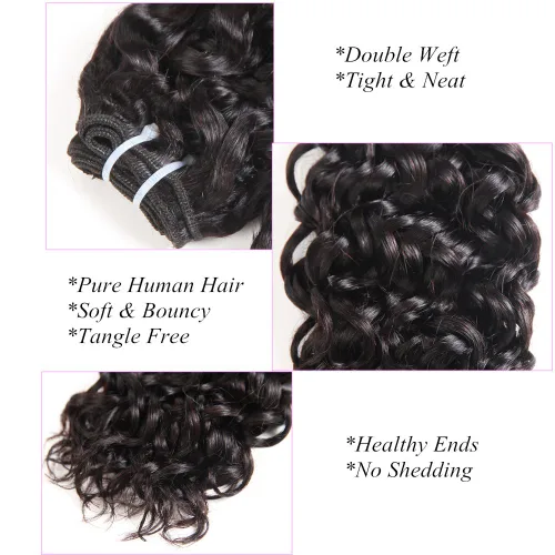 Vista 5 de YAMI 8a - Paquetes de cabello humano brasileño ondulado y húmedo para mujeres negras, 4 unidades, extensiones de cabello ondulado 100% sin procesar